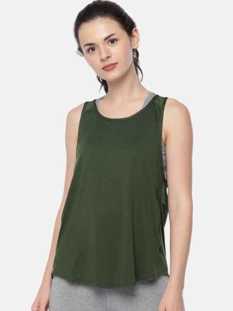 

People Women Olive Green Solid Top