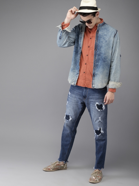 

HERE&NOW Men Blue Regular Fit Faded Casual Chambray Shirt