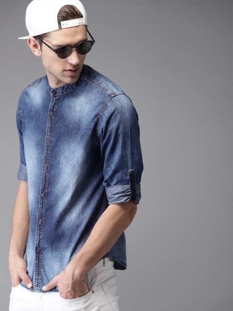 

Moda Rapido Men Blue Regular Fit Faded Denim Casual Shirt