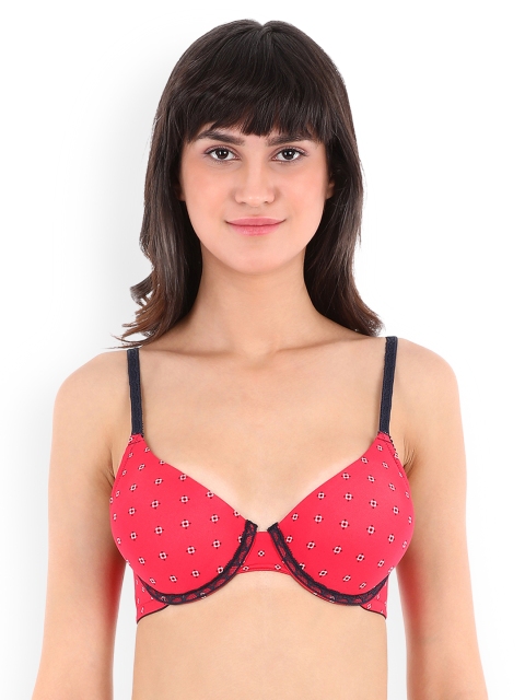 

Clovia Padded Underwired Printed Multiway Push-Up T-Shirt Bra, Pink