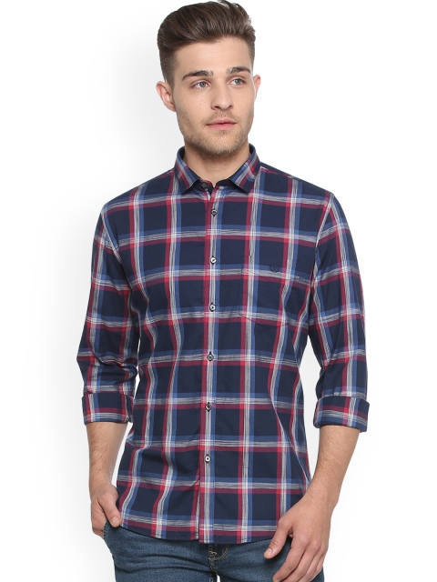 

Van Heusen Sport Men Navy Blue Slim Fit Checked Casual Shirt