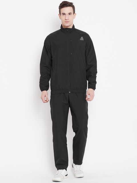 

Reebok Men Black Solid FIT Tracksuit