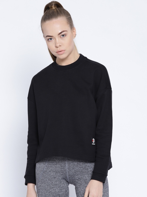 

Reebok Classic Women Black ES FT Crew Neck Solid Sweatshirt