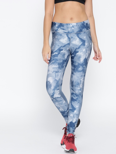 

Reebok Women Blue Printed P2 Running Tights