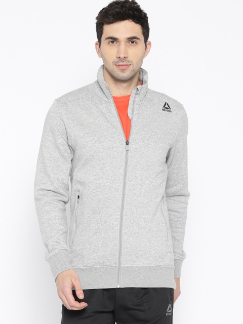 

Reebok Men Grey Melange FON BAS Solid Track Jacket