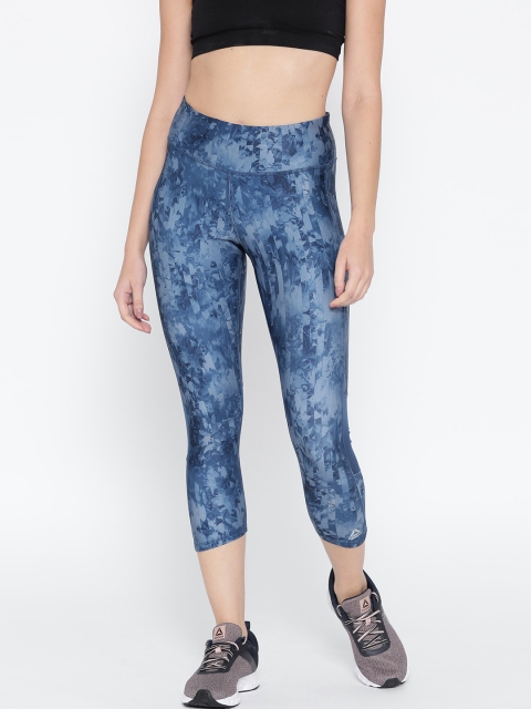 

Reebok Women Blue Printed P1 3/4th Running Tights