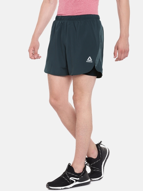 

Reebok Men Charcoal Grey Solid 2-in-1 Sports Shorts