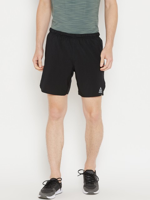 

Reebok Men Black Solid Running 7 inch Split Shorts