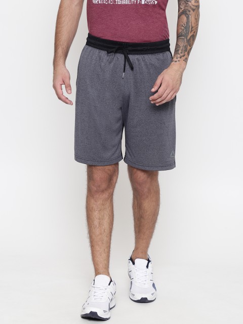 

Reebok Men Grey & Black Solid US MELANGE Training Sports Shorts
