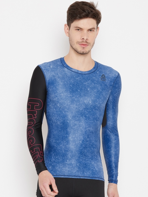 

Reebok Men Blue Printed RC LS Compression Training T-shirt
