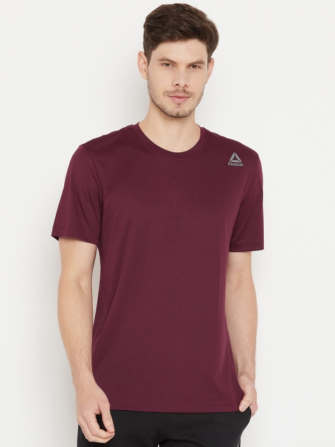 

Reebok Men Burgundy Solid Core Training T-shirt
