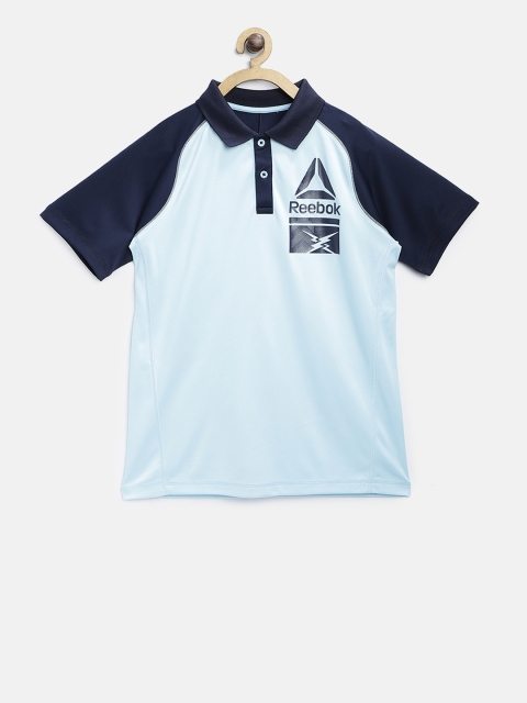 

Reebok Boys Blue Solid Athletic Polo Collar Training T-shirt