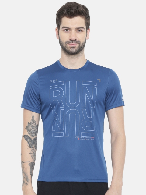 

Reebok Men Blue Graphic Print Running T-shirt