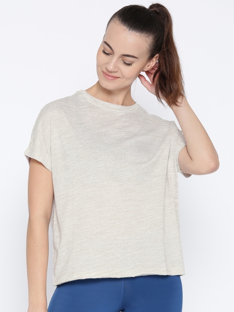 

Reebok Women Grey Essentials Marble Solid Round Neck Training T-shirt