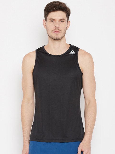

Reebok Men Black Solid Running T-shirt