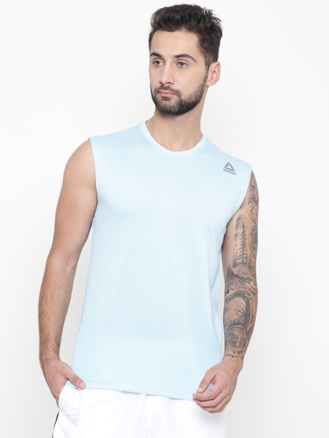 

Reebok Men Blue & White Core Striped Round Neck Training T-shirt