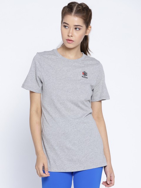 

Reebok Classic Women Grey Melange Solid AC T-shirt