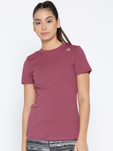 

Reebok Women Mauve Solid Slim Fit CORE Training T-shirt