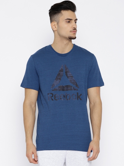 

Reebok Men Blue & Grey EL Marble Group Printed Training T-shirt