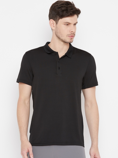 

Reebok Men Black Solid WOR Training Polo T-shirt