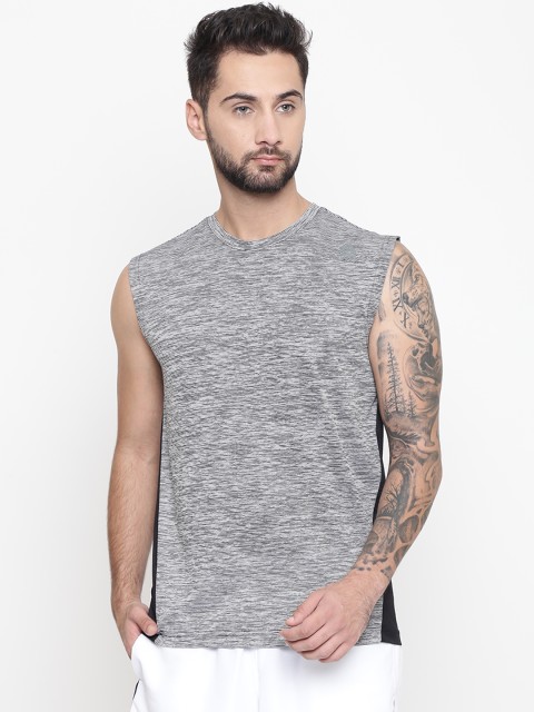 

Reebok Men Black Core Striped Sleeveless Training T-shirt