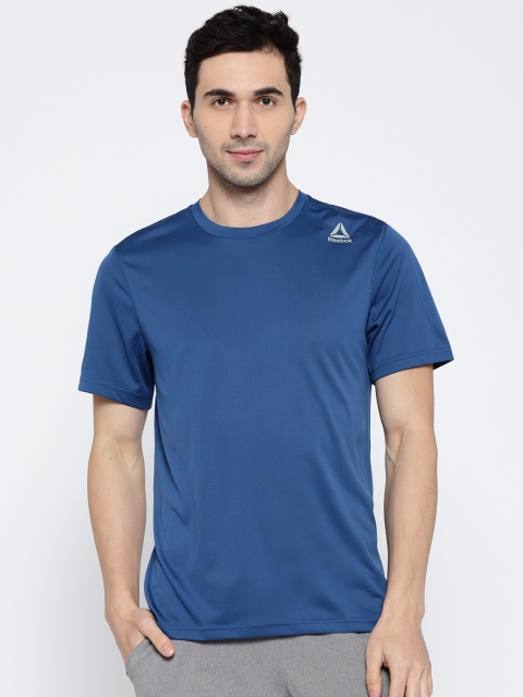 

Reebok Men Teal Blue Solid Training T-shirt