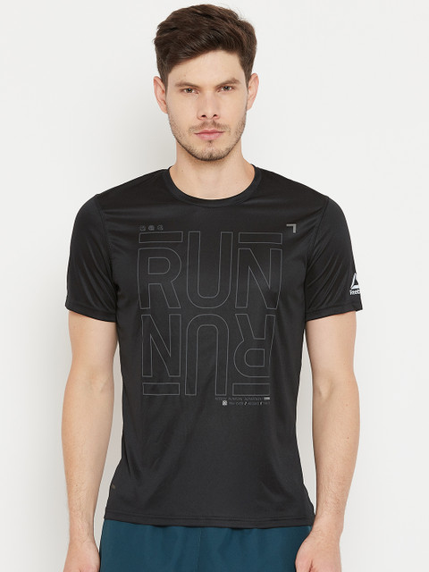 

Reebok Men Black Printed GRAPHIC Running T-shirt