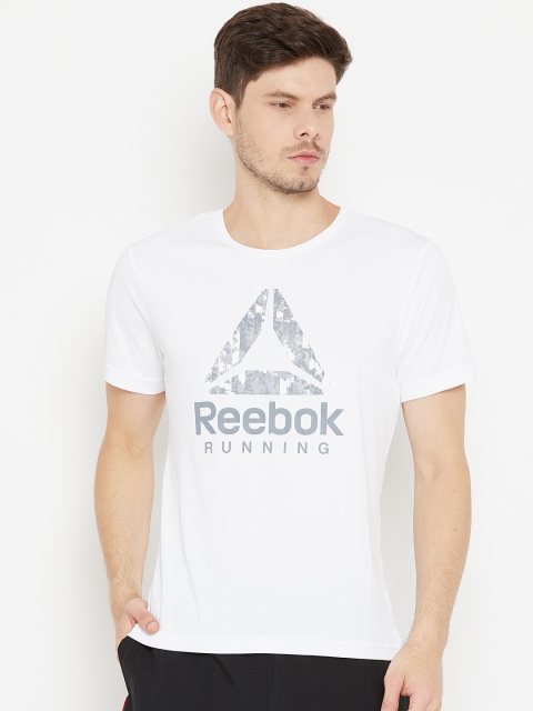 

Reebok Men White Printed GRAPHIC Running T-shirt