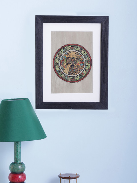 

VarEesha Multicolored Madhubani Handpainted Fish Wall Hanging, Multi