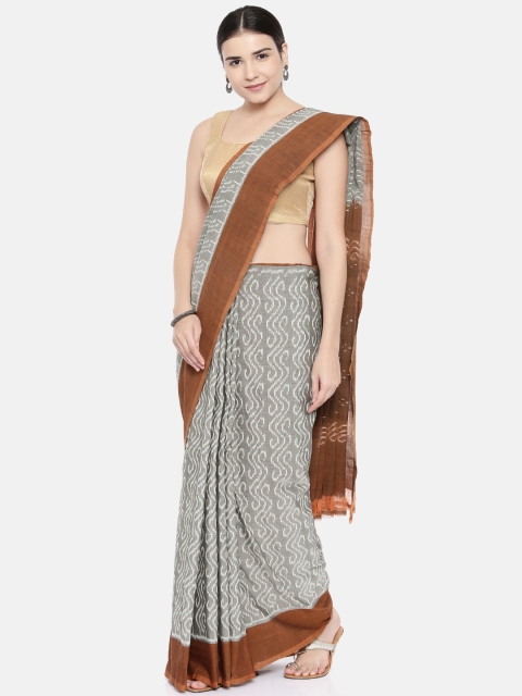 

gocoop Grey Woven Design Pure Cotton Saree