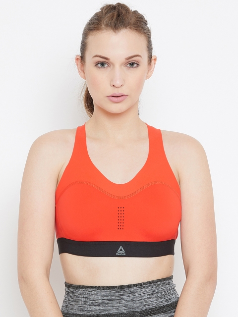 

Reebok Orange Solid Non-Wired Lightly Padded Sports Bra