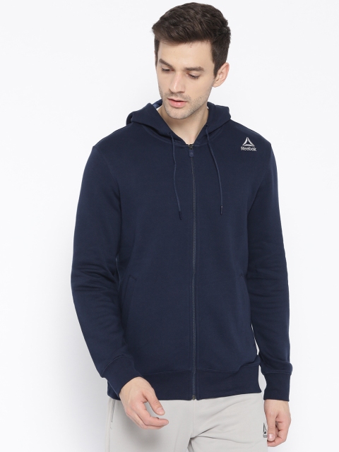 

Reebok Men Navy Blue Solid Hooded Sweatshirt