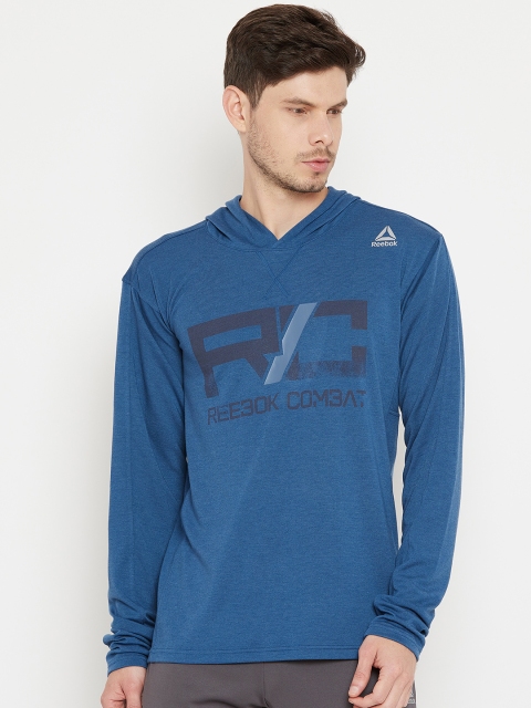 

Reebok Men Blue Printed Combat Lightweight Hoodie Sweatshirt