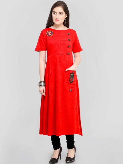 

RAISIN Women Red Solid A-Line Kurta