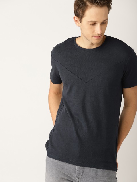 

ESPRIT Men Navy Solid Round Neck T-shirt, Navy blue