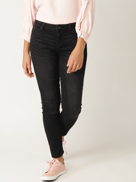 

ESPRIT Women Black Skinny Fit Mid-Rise Mildly Distressed Stretchable Jeans