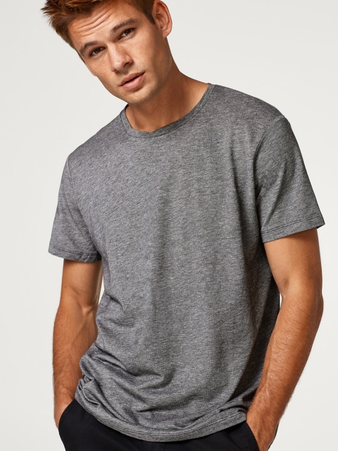 

ESPRIT Men Grey Melange Solid Round Neck T-shirt