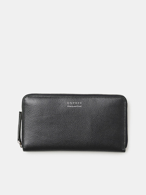 

ESPRIT Women Black Solid Leather Zip Around Wallet