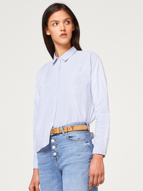 

ESPRIT Women Blue & White Regular Fit Striped Casual Shirt