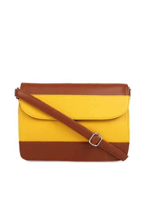 

Toteteca Tan & Yellow Colourblocked Sling Bag