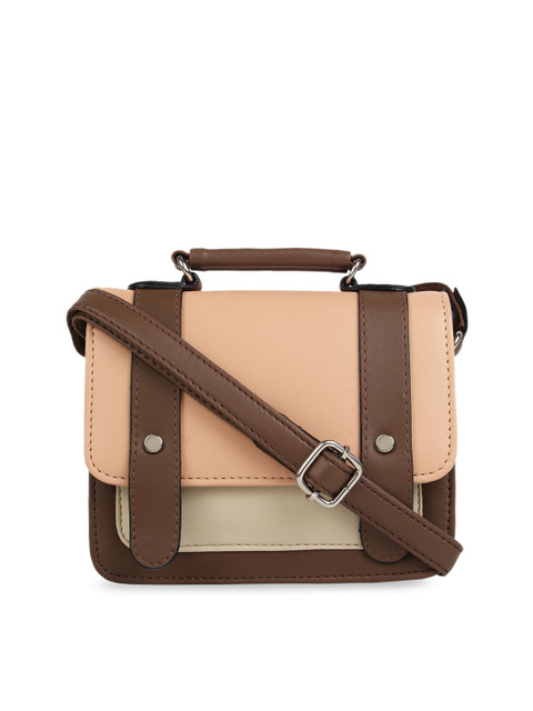 

Toteteca Pink & Brown Colourblocked Sling Bag