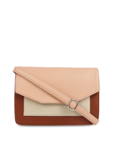 

Toteteca Peach-Coloured & Brown Colourblocked Sling Bag