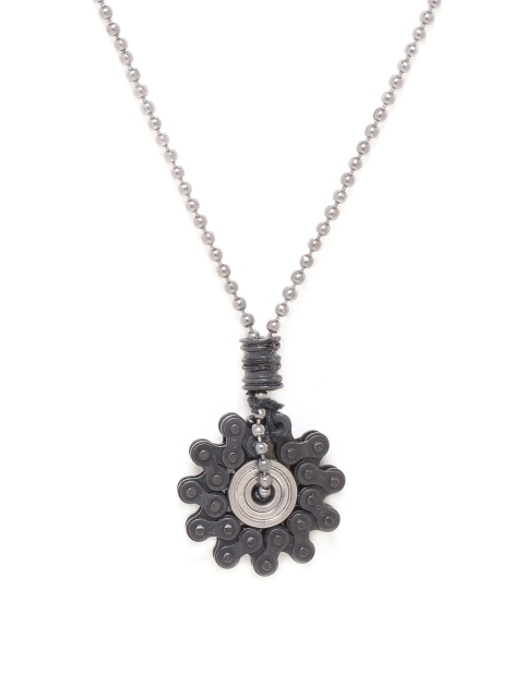 

Dare by Voylla Men Black Alloy Rhodium-Plated Handcrafted Necklace