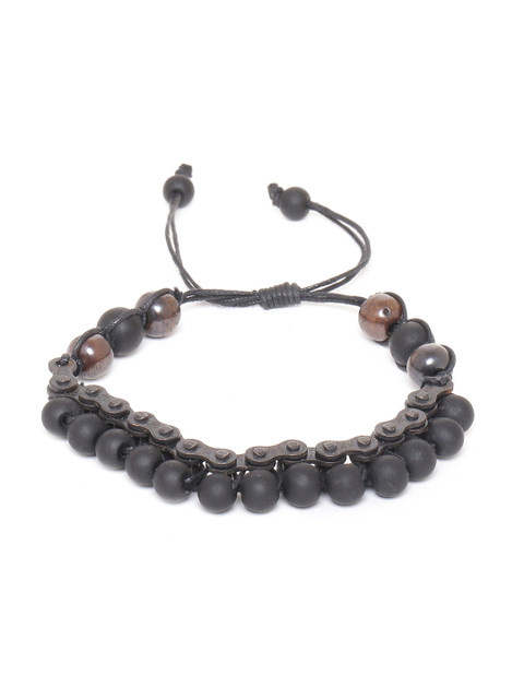 

Dare by Voylla Black Alloy Rhodium-Plated Antique Link Bracelet