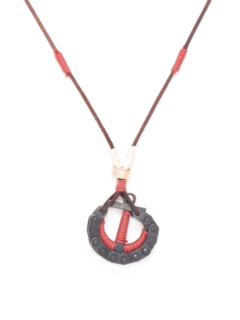 

Dare by Voylla Men Black & Red Metal Rhodium-Plated Handcrafted Necklace