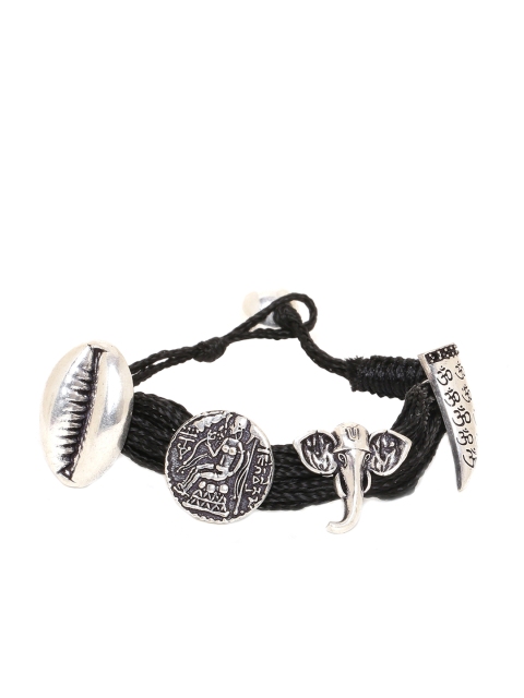 

Dare by Voylla Silver-Toned Fabric Rhodium-Plated Antique Charm Bracelet