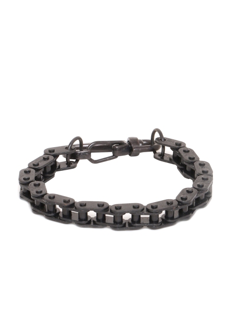 

Dare by Voylla Black Alloy Rhodium-Plated Antique Link Bracelet