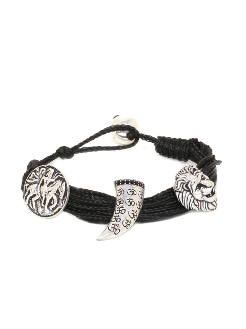 

Dare by Voylla Silver-Toned Fabric Rhodium-Plated Antique Charm Bracelet