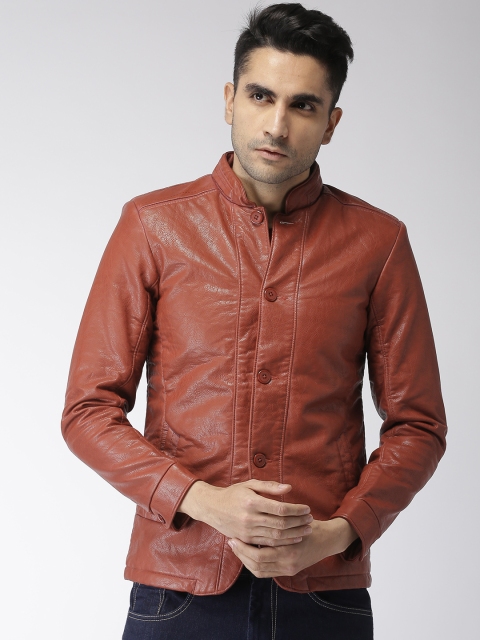 

Fort Collins Men Brown Solid Biker Jacket