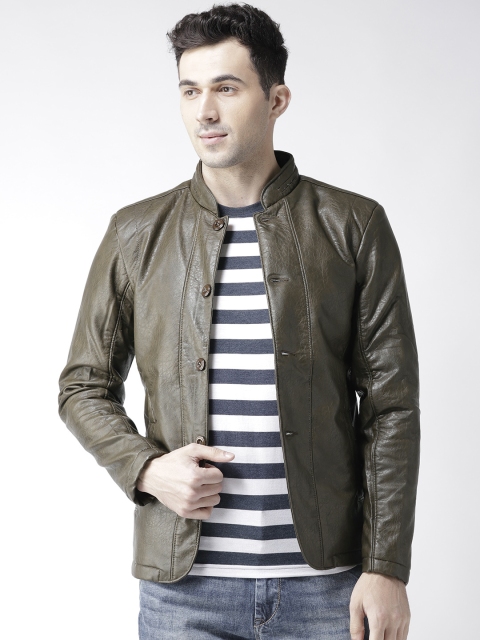 

Fort Collins Men Olive Brown Solid Tailored Jacket